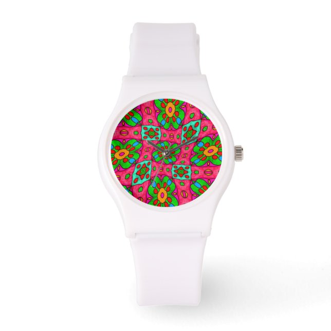 Unique Abstract Flowers Pattern Watch (Front)