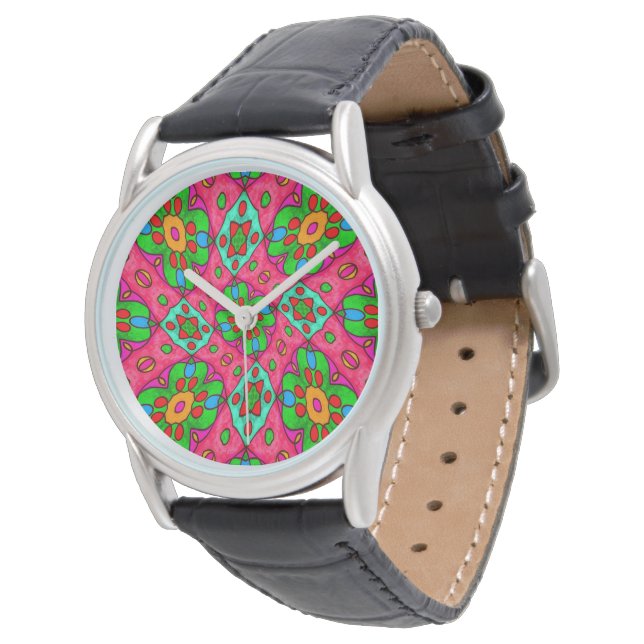 Unique Abstract Flowers Pattern Watch (Angled)