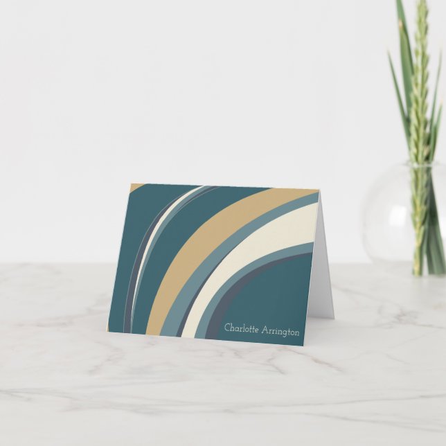 Unique Abstract Marble Art Teal Personalised Note Card (Front)