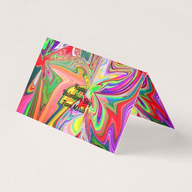 Unique Abstract Marble Liquified Folded Card  (Front)