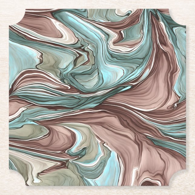 Unique Abstract Mauve Blue Green Swirls Coaster (Front)
