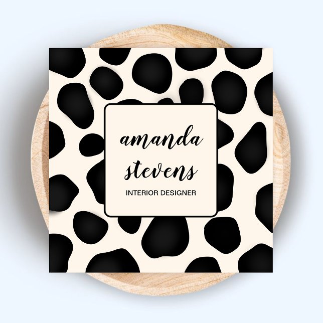 Unique Abstract Pattern Typography Black Artist  Square Business Card (Creator Uploaded)