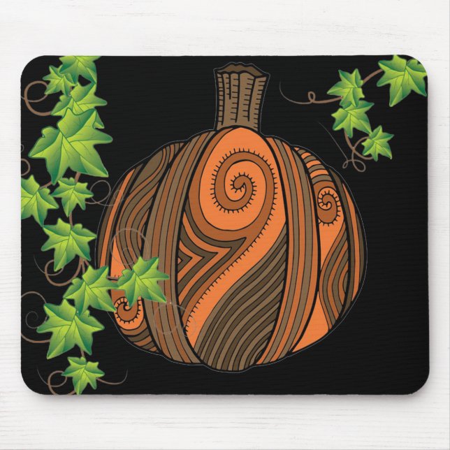 Unique Abstract Pumpkin Halloween Mousepad (Front)