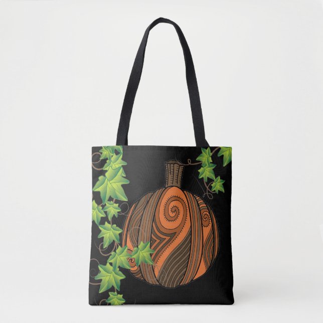 Unique Abstract Pumpkin Halloween Tote Bag (Front)