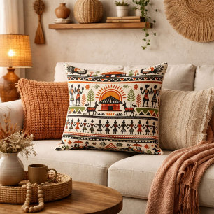 Unique abstract retro geometric pattern motifs  cushion