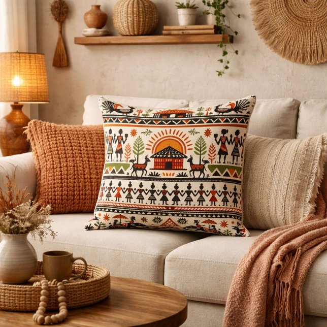 Unique abstract retro geometric pattern motifs  cushion (Creator Uploaded)