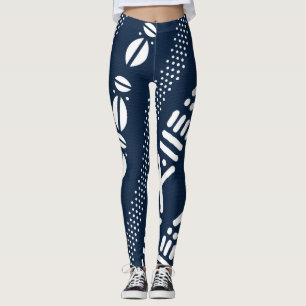 Unique African Blue Bogolan Leggings