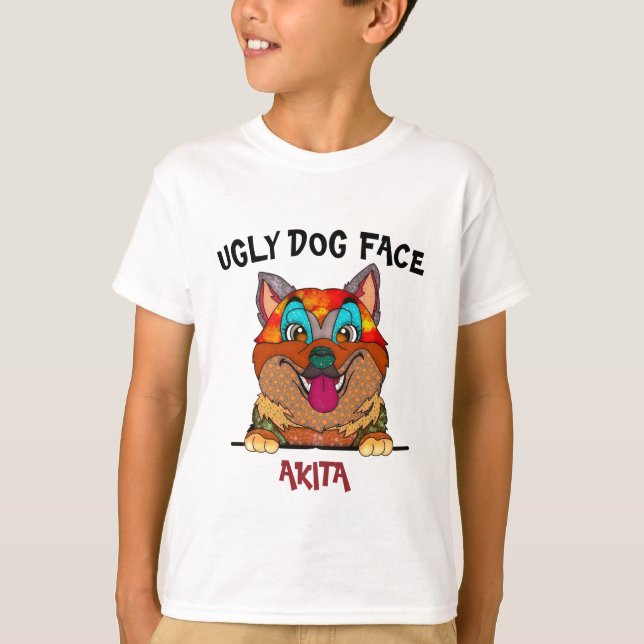 Unique Akita ugly dog face T-Shirt (Front)