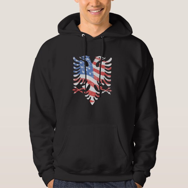 Unique Albanian American Flag Albania America Prid Hoodie (Front)