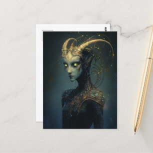 Unique Alien With Glowing Eyes Postcard
