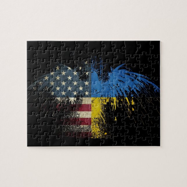 Unique American Ukrainian Eagle Flag design Jigsaw Jigsaw Puzzle (Horizontal)