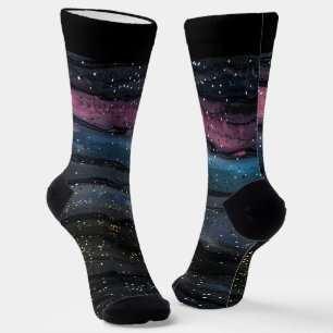 Unique and Colourful Black Background Socks