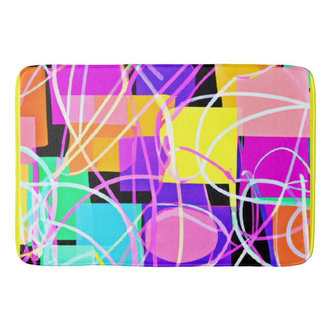 Unique And Colourful Neon Patterns Art Bath Mat (Front)