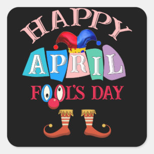 Unique and Cool Up Side Down Happy April Fools Day Square Sticker