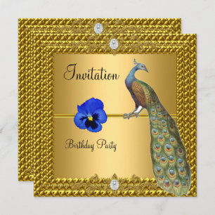 Unique and Elegant Gold and Peacock Invitation