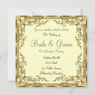 Unique and Elegant Gold Wedding Invitation