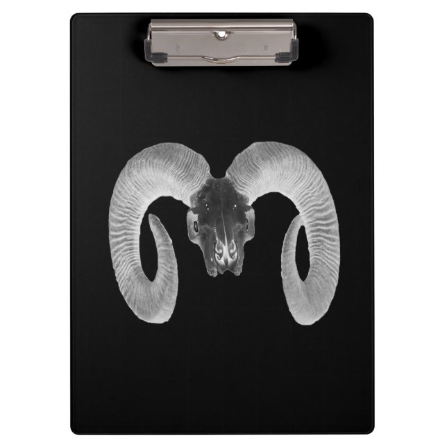unique and handmade  goat skull clipboard (Front)