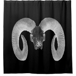 unique and handmade goat skull shower curtain