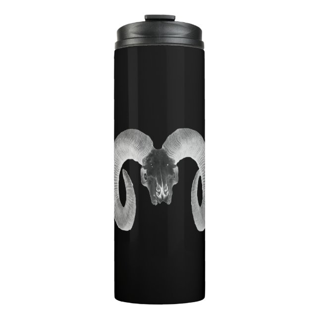 unique and handmade  goat skull  thermal tumbler (Front)