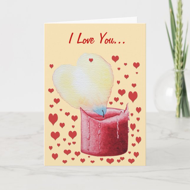 unique and oiginal heart shaped flame romantic  holiday card (Front)