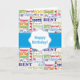 Unique And Special 100th Birthday Party Gifts Card