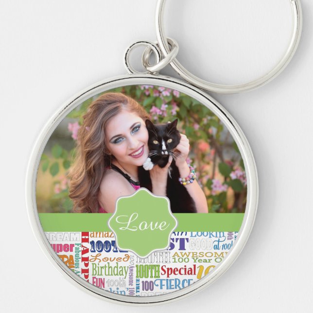 Unique And Special 100th Birthday Party Gifts Key Ring (Front)