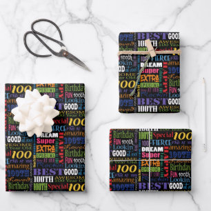 Unique And Special 100th Birthday Party Gifts Wrapping Paper Sheet