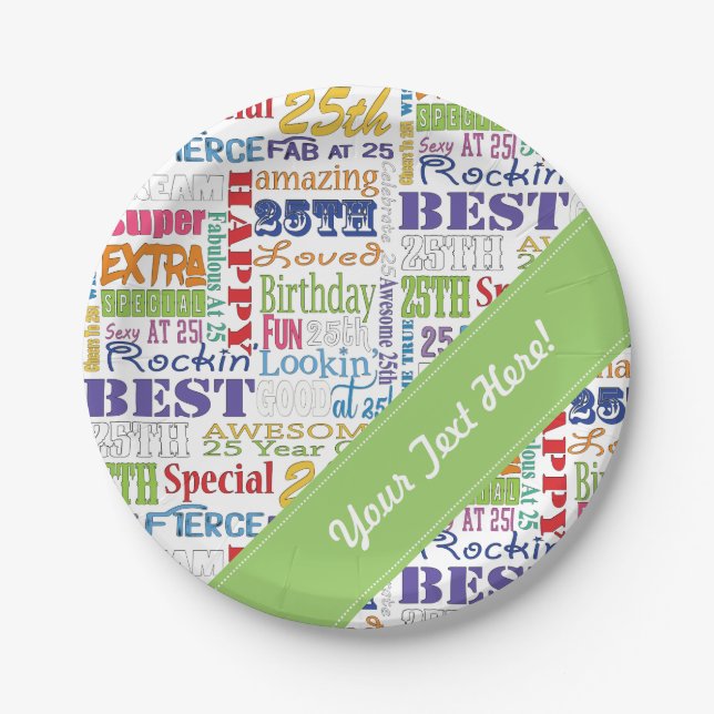 Unique And Special 25th Birthday Party Gifts Paper Plate (Front)