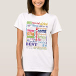 Unique And Special 40th Birthday Party Gifts T-Shirt<br><div class="desc">Typography themed 40th birthday party decor and gifts. Text includes fierce and fab at 40. fabulous at 40, amazing 40th birthday party, extra special 40th birthday, happy 40th birthday, rocking 40th birthday, looking good at 40, and amazing 40th birthday. Bright colourful text in yellow, pink, purple, blue, green and red....</div>