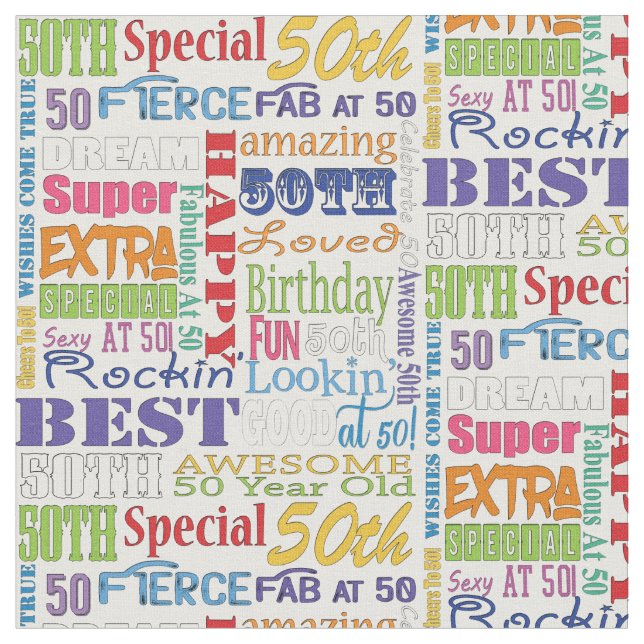 Unique And Special 50th Birthday Party Gifts Fabric (Close Up)