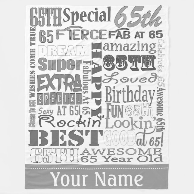Unique And Special 65th Birthday Party Gifts Fleece Blanket (Front)
