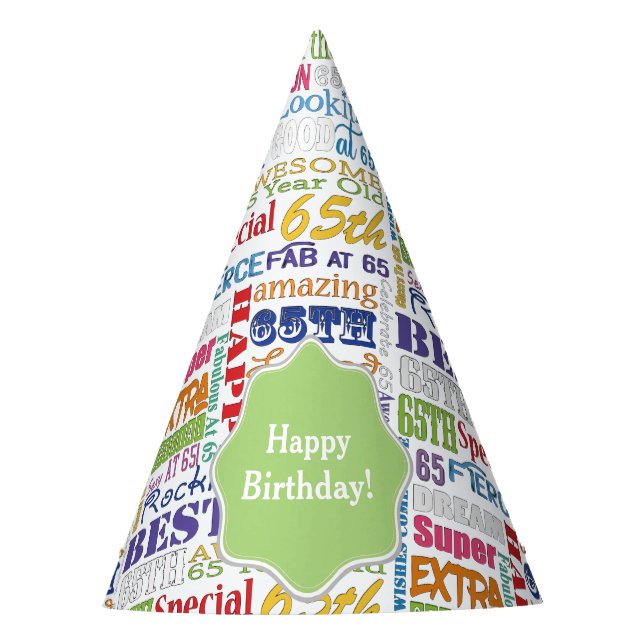 Unique And Special 65th Birthday Party Gifts Party Hat (Front)