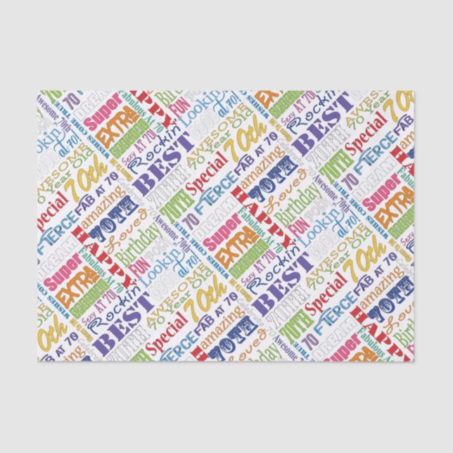 Unique And Special 70th Birthday Party Gifts Tissue Paper (Front)