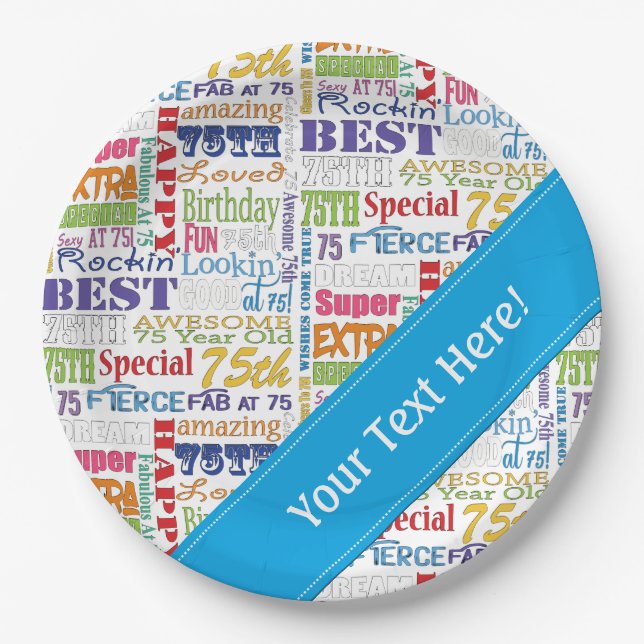 Unique And Special 75th Birthday Party Gifts Paper Plate (Front)
