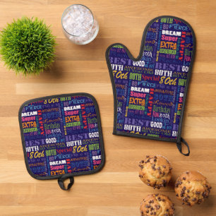 Unique And Special 80th Birthday Party Gifts Oven Mitt & Pot Holder Set