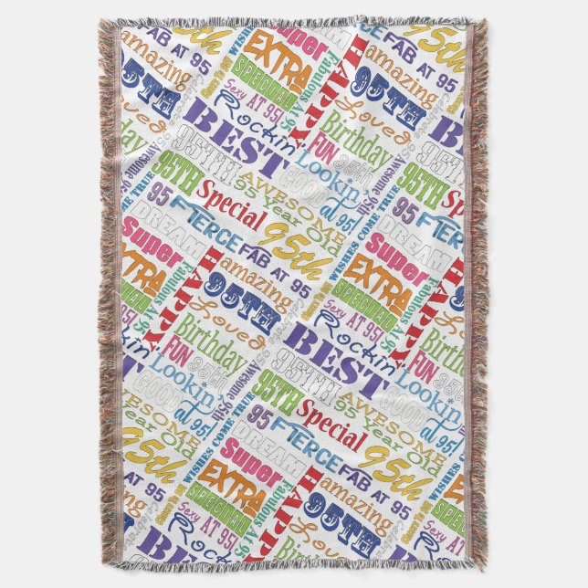 Unique And Special 95th Birthday Party Gifts Throw Blanket (Front Vertical)