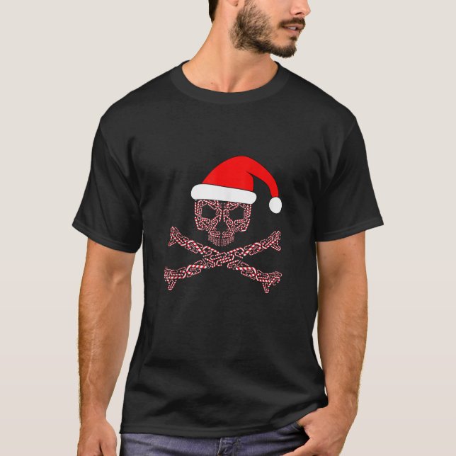 Unique and Viral Christmas Candy Cane Skulls and C T-Shirt (Front)