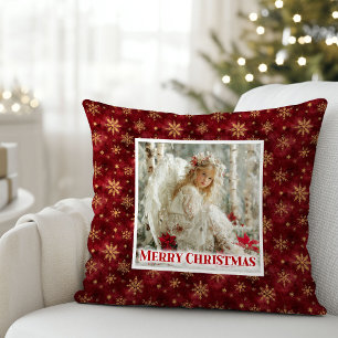 Unique Angel Red Gold Custom Name Best Christmas Cushion