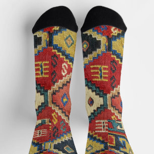 Unique Antique Kilim Rug Design  Socks