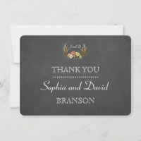 Unique Antlers Floral Chalk Wedding THANK YOU