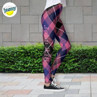 Unique Argyle Pattern Pink Purple Custom Text Leggings