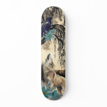 Unique Art Design Majestic Raven Moon & Wolf 