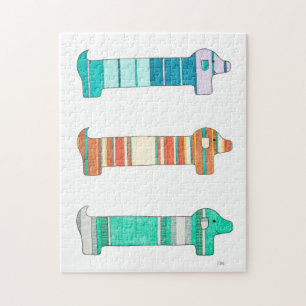 Unique Art Puzzle - 3 Dachshund Colour Study