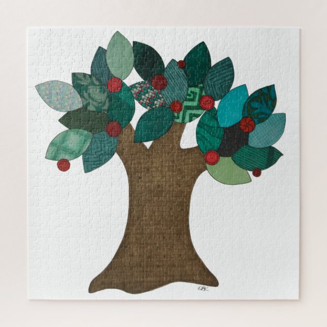 Unique Art Puzzle - Teal Tree - Erin Brie Art (Vertical)