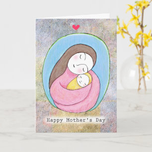 Unique Artistic Mom Baby Custom Text Mothers Day Card