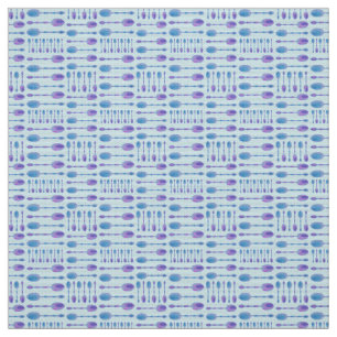 Unique Artsy Spoons! (Light Blue) Fabric