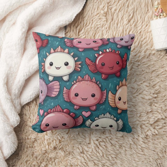 Unique Axolotl Print  Cushion (Blanket)