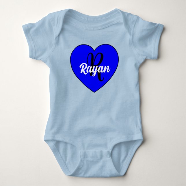 Unique Baby Boy Heart with Name - Monogram Newborn Bodysuit (Front)