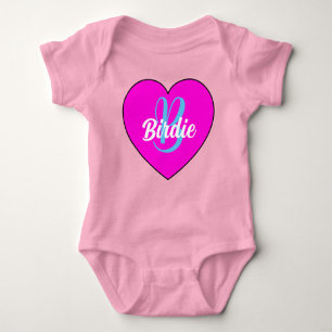 Unique Baby Girl Heart & Name - Monogram Newborn Baby Bodysuit