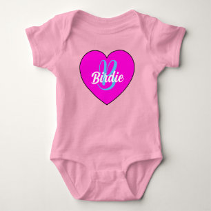 Unique Baby Girl Heart & Name - Monogram Newborn Bodysuit